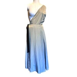 Eclin One Shoulder long Apron Dress NWT Sage Green S/M Tutu Tule Skirt Japan